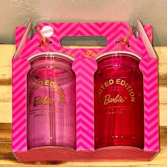 Set of 2 Dragon Glassware Limited Edition Pink Barbie Glass Tumblers. - Picture 7 of 12